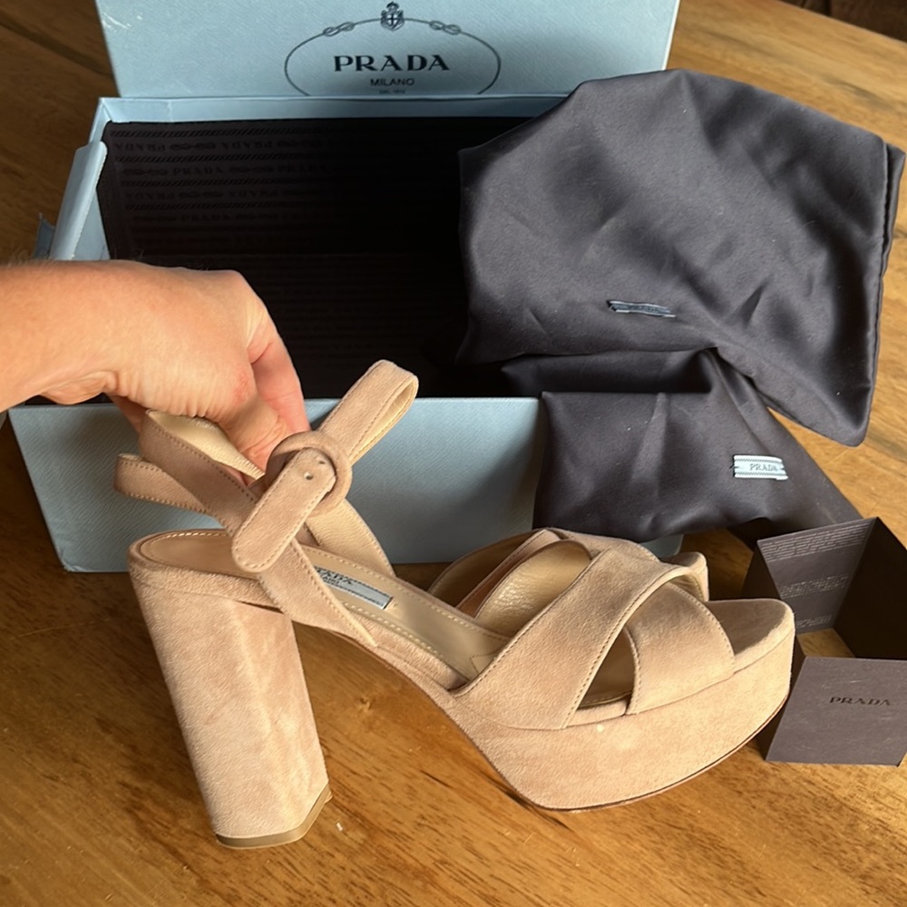 Prada Suede Platform Heels